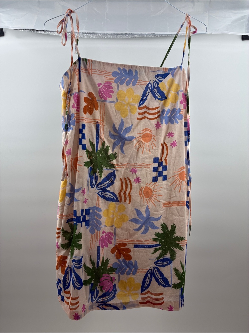 Pink Tropical Tie-Shoulder Swim Coverup Dress